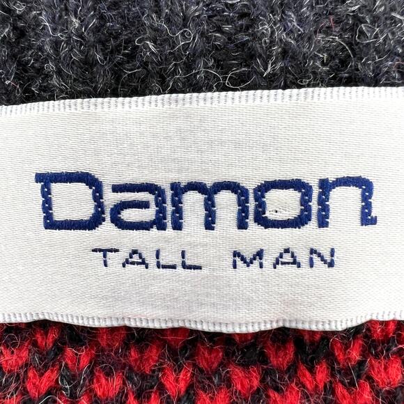 Damon Tall Man Vintage 100% Wool Red Argyle Sweater Size XLT - Picture 6 of 9